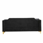 Canapé 3 places en chenille noir/gris/beige, style milieu de siècle