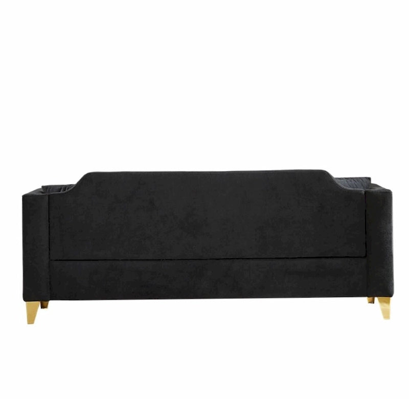 Canapé 3 places en chenille noir/gris/beige, style milieu de siècle
