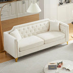 Canapé 3 places en chenille noir/gris/beige, style milieu de siècle