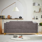 Canapé 3 places en chenille noir/gris/beige, style milieu de siècle