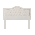 Lit plateforme "Queen Size" avec tête et pied de lit arqués, clous décoratifs et capitonnage