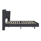 Cadre de lit plateforme flottant Queen Size en velours avec lumières LED intelligentes sous le lit, 6 espaces de rangement et montage facile