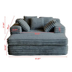 Chaise longue en velours côtelé gris/beige – Canapé-lit convertible, 2 oreillers, individuel