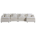 Grand canapé sectionnel en chenille en U de 142,52 po avec double coussin, méridienne convertible et poufs