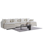Grand canapé sectionnel en chenille en U de 142,52 po avec double coussin, méridienne convertible et poufs