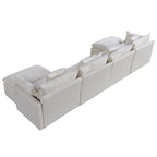Grand canapé sectionnel en chenille en U de 142,52 po avec double coussin, méridienne convertible et poufs