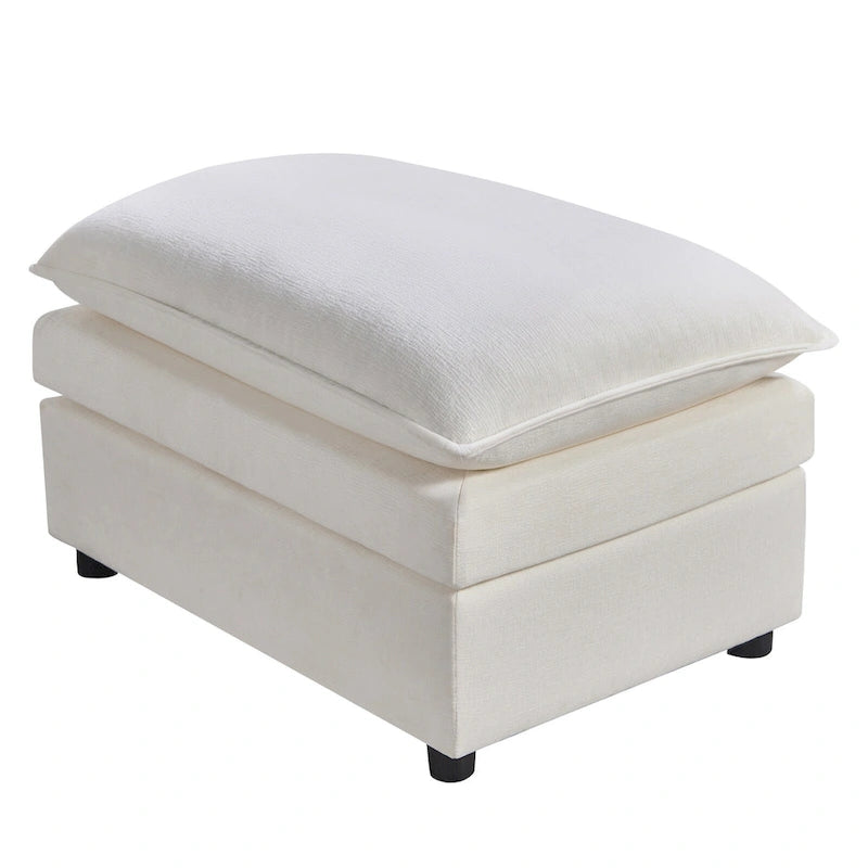 Grand canapé sectionnel en chenille en U de 142,52 po avec double coussin, méridienne convertible et poufs