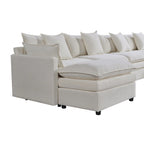 Grand canapé sectionnel en chenille en U de 142,52 po avec double coussin, méridienne convertible et poufs