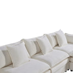 Grand canapé sectionnel en chenille en U de 142,52 po avec double coussin, méridienne convertible et poufs