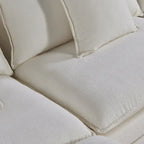 Grand canapé sectionnel en chenille en U de 142,52 po avec double coussin, méridienne convertible et poufs
