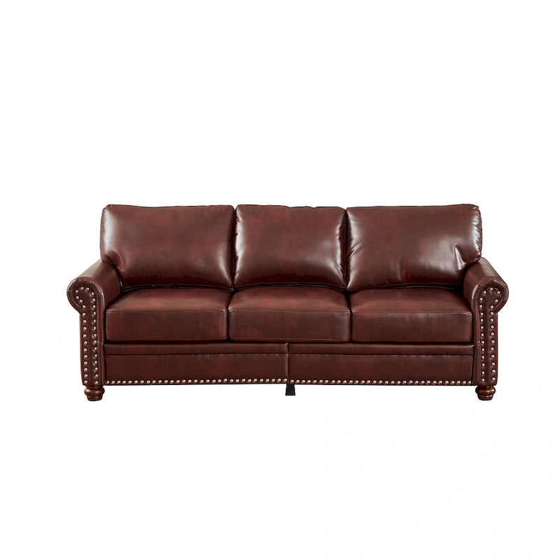 Canapé 3 places 82,68 en cuir PU avec rangement, structure en bois massif et métal, 6 pieds de support, coffres de rangement sous l'assise
