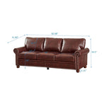 Canapé 3 places 82,68 en cuir PU avec rangement, structure en bois massif et métal, 6 pieds de support, coffres de rangement sous l'assise