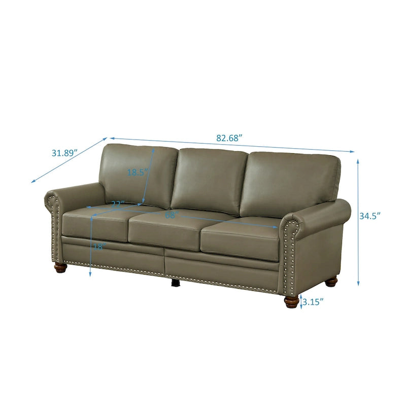Canapé 3 places 82,68 en cuir PU avec rangement, structure en bois massif et métal, 6 pieds de support, coffres de rangement sous l'assise