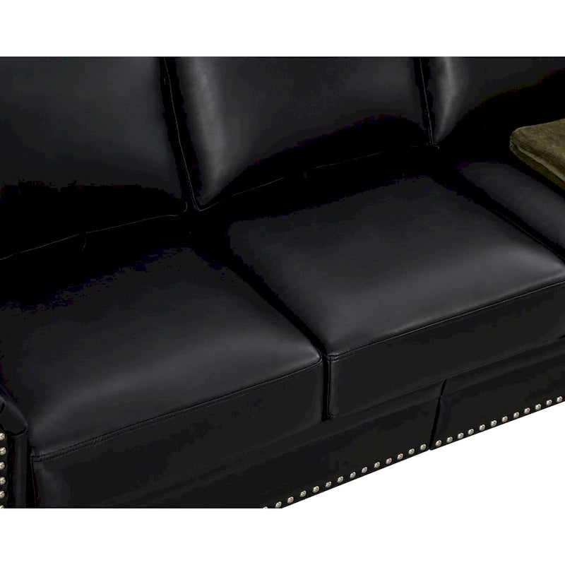 Canapé 3 places 82,68 en cuir PU avec rangement, structure en bois massif et métal, 6 pieds de support, coffres de rangement sous l'assise