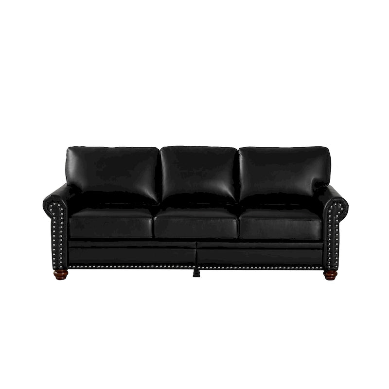 Canapé 3 places 82,68 en cuir PU avec rangement, structure en bois massif et métal, 6 pieds de support, coffres de rangement sous l'assise