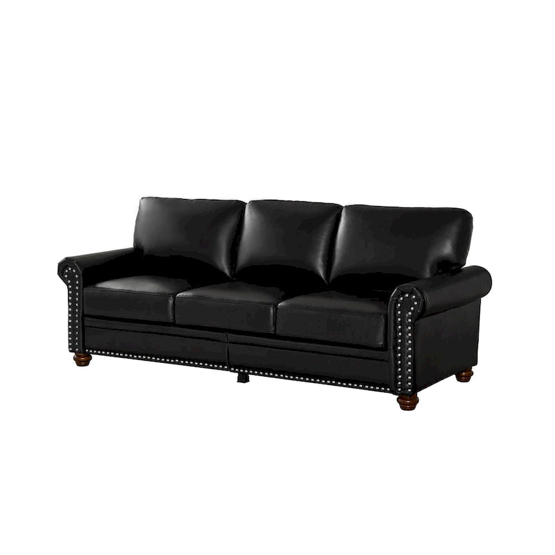 Canapé 3 places 82,68 en cuir PU avec rangement, structure en bois massif et métal, 6 pieds de support, coffres de rangement sous l'assise
