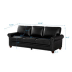 Canapé 3 places 82,68 en cuir PU avec rangement, structure en bois massif et métal, 6 pieds de support, coffres de rangement sous l'assise