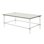 Table basse rectangulaire moderne en verre de 48" avec cadre robuste pour le salon