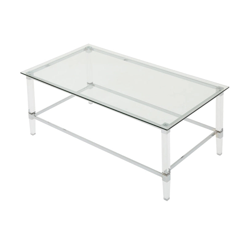 Table basse rectangulaire moderne en verre de 48" avec cadre robuste pour le salon