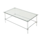 Table basse rectangulaire moderne en verre de 48" avec cadre robuste pour le salon