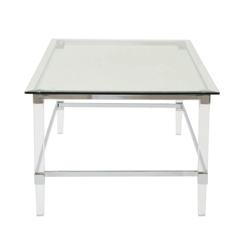 Table basse rectangulaire moderne en verre de 48" avec cadre robuste pour le salon