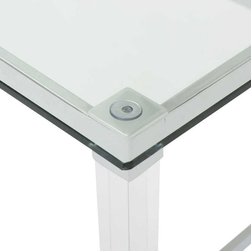 Table basse rectangulaire moderne en verre de 48" avec cadre robuste pour le salon