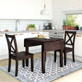 Ensemble table à manger à abattants pour 2 personnes, espresso/marron, 3 pièces