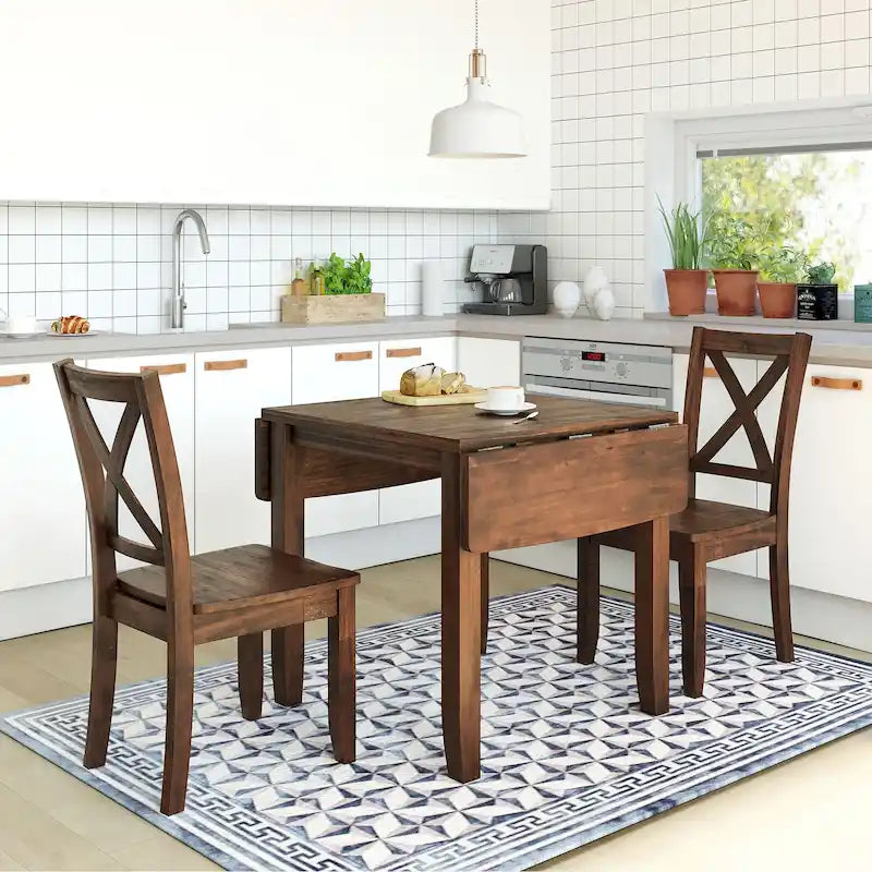Ensemble table à manger à abattants pour 2 personnes, espresso/marron, 3 pièces