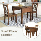 Ensemble table à manger à abattants pour 2 personnes, espresso/marron, 3 pièces