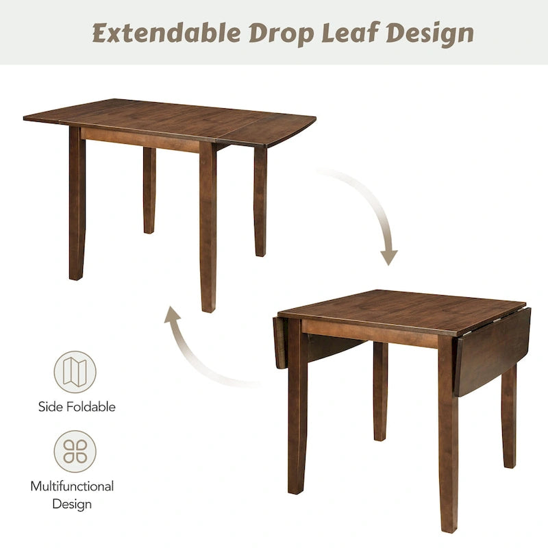 Ensemble table à manger à abattants pour 2 personnes, espresso/marron, 3 pièces