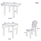 Ensemble table à manger à abattants pour 2 personnes, espresso/marron, 3 pièces