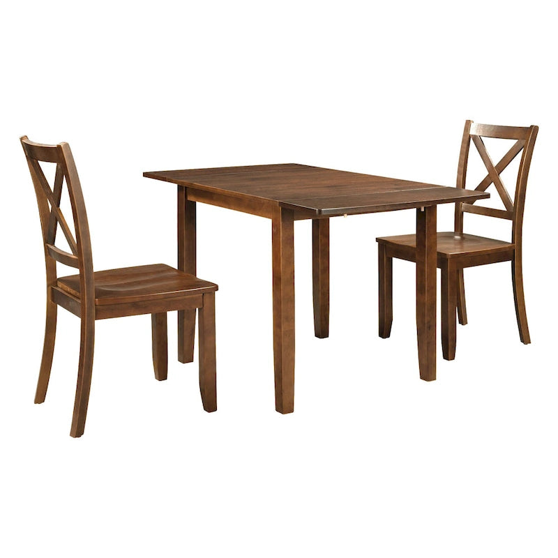 Ensemble table à manger à abattants pour 2 personnes, espresso/marron, 3 pièces