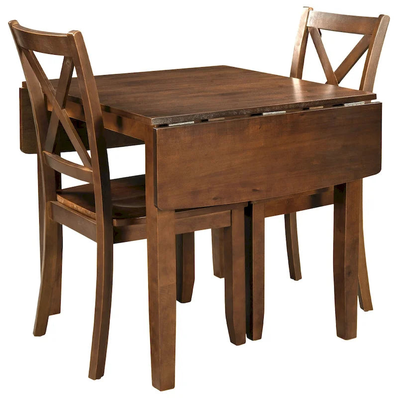 Ensemble table à manger à abattants pour 2 personnes, espresso/marron, 3 pièces