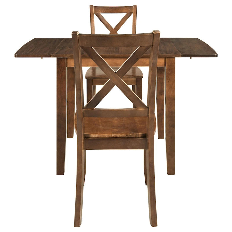 Ensemble table à manger à abattants pour 2 personnes, espresso/marron, 3 pièces