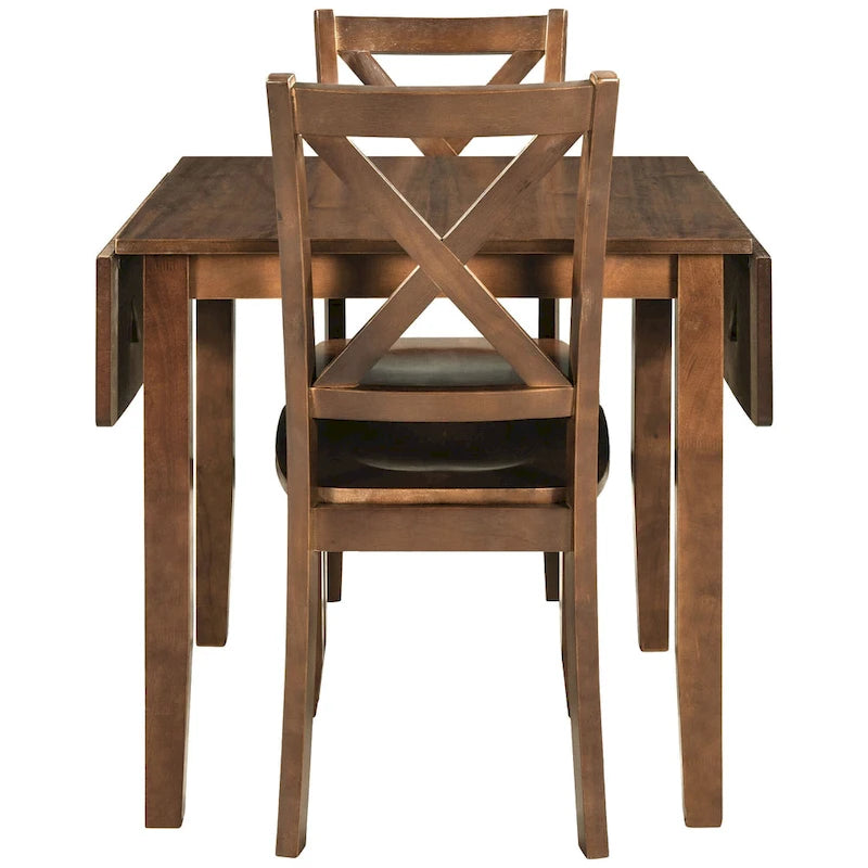 Ensemble table à manger à abattants pour 2 personnes, espresso/marron, 3 pièces