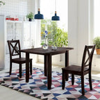 Ensemble table à manger à abattants pour 2 personnes, espresso/marron, 3 pièces