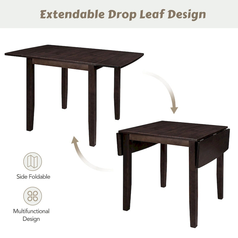 Ensemble table à manger à abattants pour 2 personnes, espresso/marron, 3 pièces