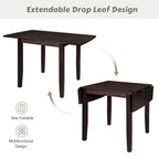 Ensemble table à manger à abattants pour 2 personnes, espresso/marron, 3 pièces