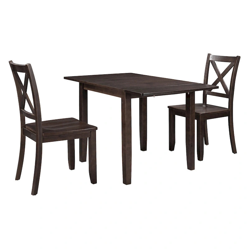 Ensemble table à manger à abattants pour 2 personnes, espresso/marron, 3 pièces