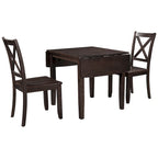 Ensemble table à manger à abattants pour 2 personnes, espresso/marron, 3 pièces