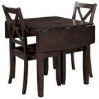 Ensemble table à manger à abattants pour 2 personnes, espresso/marron, 3 pièces