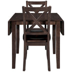 Ensemble table à manger à abattants pour 2 personnes, espresso/marron, 3 pièces