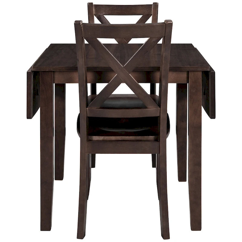 Ensemble table à manger à abattants pour 2 personnes, espresso/marron, 3 pièces