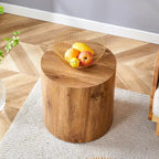 Table basse ronde de 40 cm, bois/blanc, plateau à motifs, une personne, salon