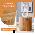 Table basse ronde de 40 cm, bois/blanc, plateau à motifs, une personne, salon