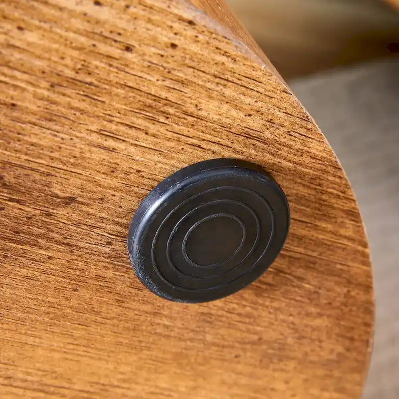 Table basse ronde de 40 cm, bois/blanc, plateau à motifs, une personne, salon