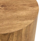 Table basse ronde de 40 cm, bois/blanc, plateau à motifs, une personne, salon