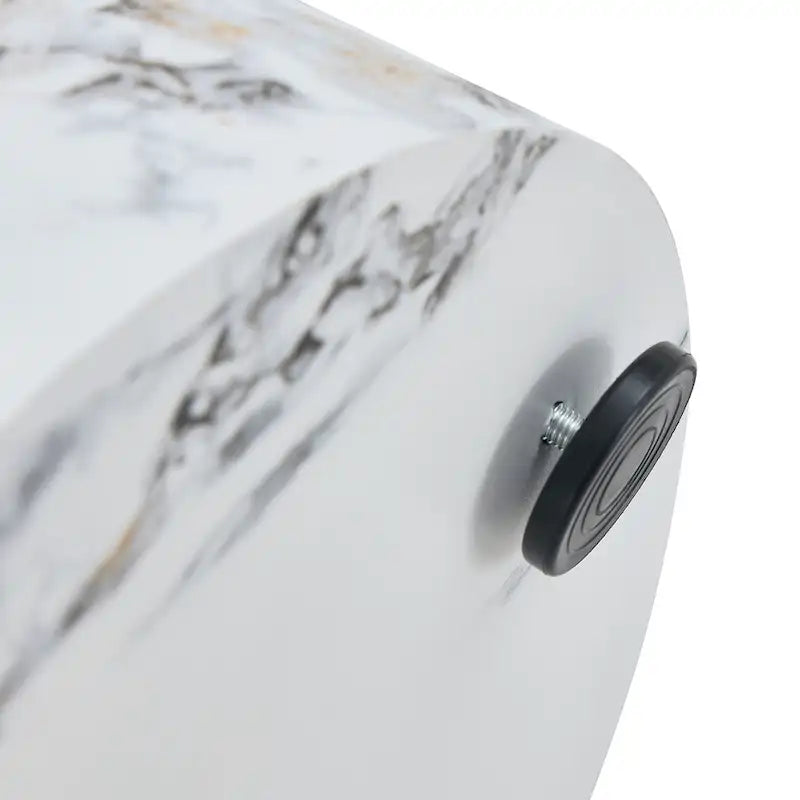 Table basse ronde de 40 cm, bois/blanc, plateau à motifs, une personne, salon