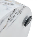 Table basse ronde de 40 cm, bois/blanc, plateau à motifs, une personne, salon