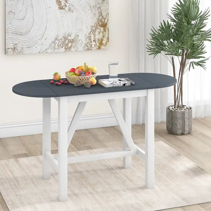 Ensemble de salle à manger de 3 pièces en bois, hauteur comptoir, avec table à rabat et 2 chaises